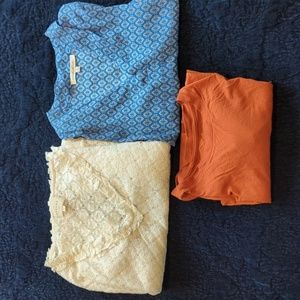 Rose and Olive, and burnt orange tee mediums